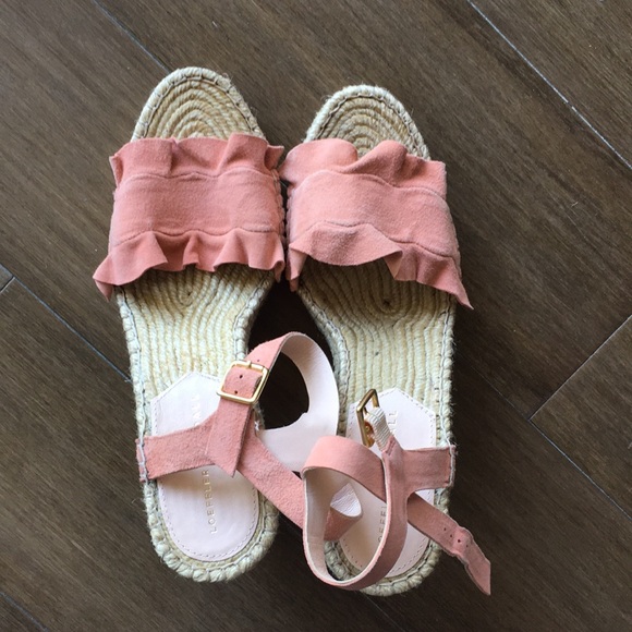 Loeffler Randall Gabby pink ruffle wedge espadrilles 7 - Picture 3 of 9